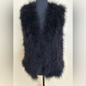 Club Monaco Black Marabou Feather Vest, size M